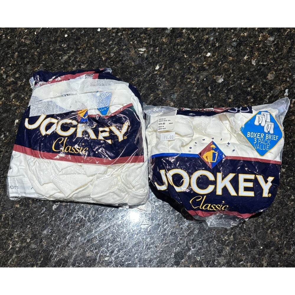 Jockey Classic Men L Boxer Briefs 5 Pr New 1999 Open White Ribbed Cotton 9725